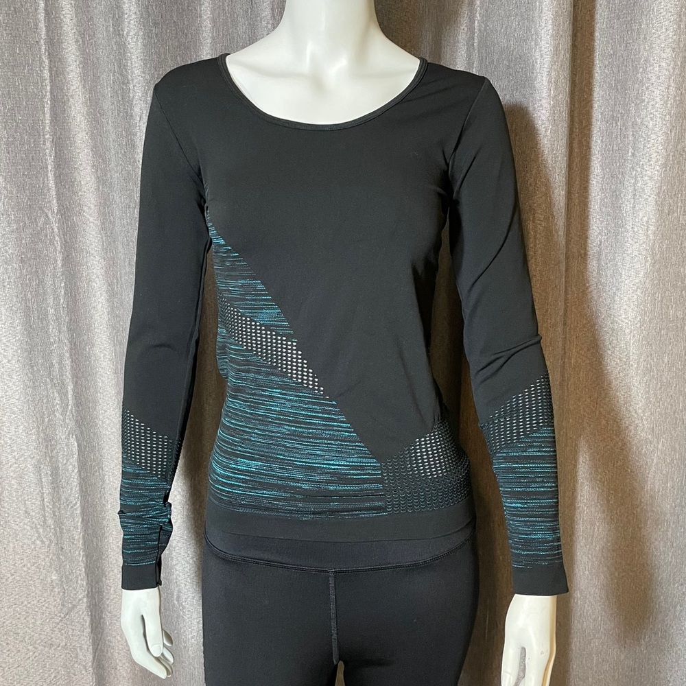 Fabletics Demi Lovato Black Long Sleeve Mesh Top
